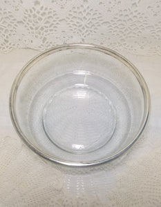 Clear Glass Italian Bormioli Rocco Salad Bowl With Silver Plated Rim Collar