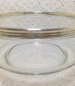 Clear Glass Italian Bormioli Rocco Salad Bowl With Silver Plated Rim Collar