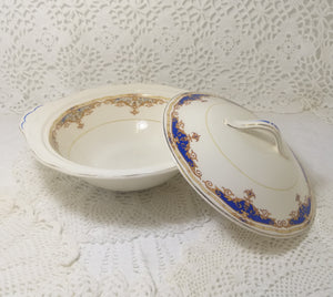 1936-1954 Vintage W.H. Grindley Cream Petal Porcelain Lidded Vegetable Tureen – Janique Pattern