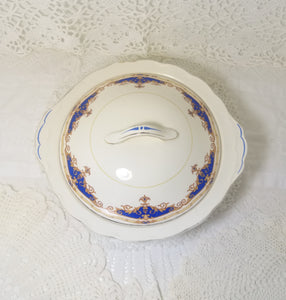 1936-1954 Vintage W.H. Grindley Cream Petal Porcelain Lidded Vegetable Tureen – Janique Pattern