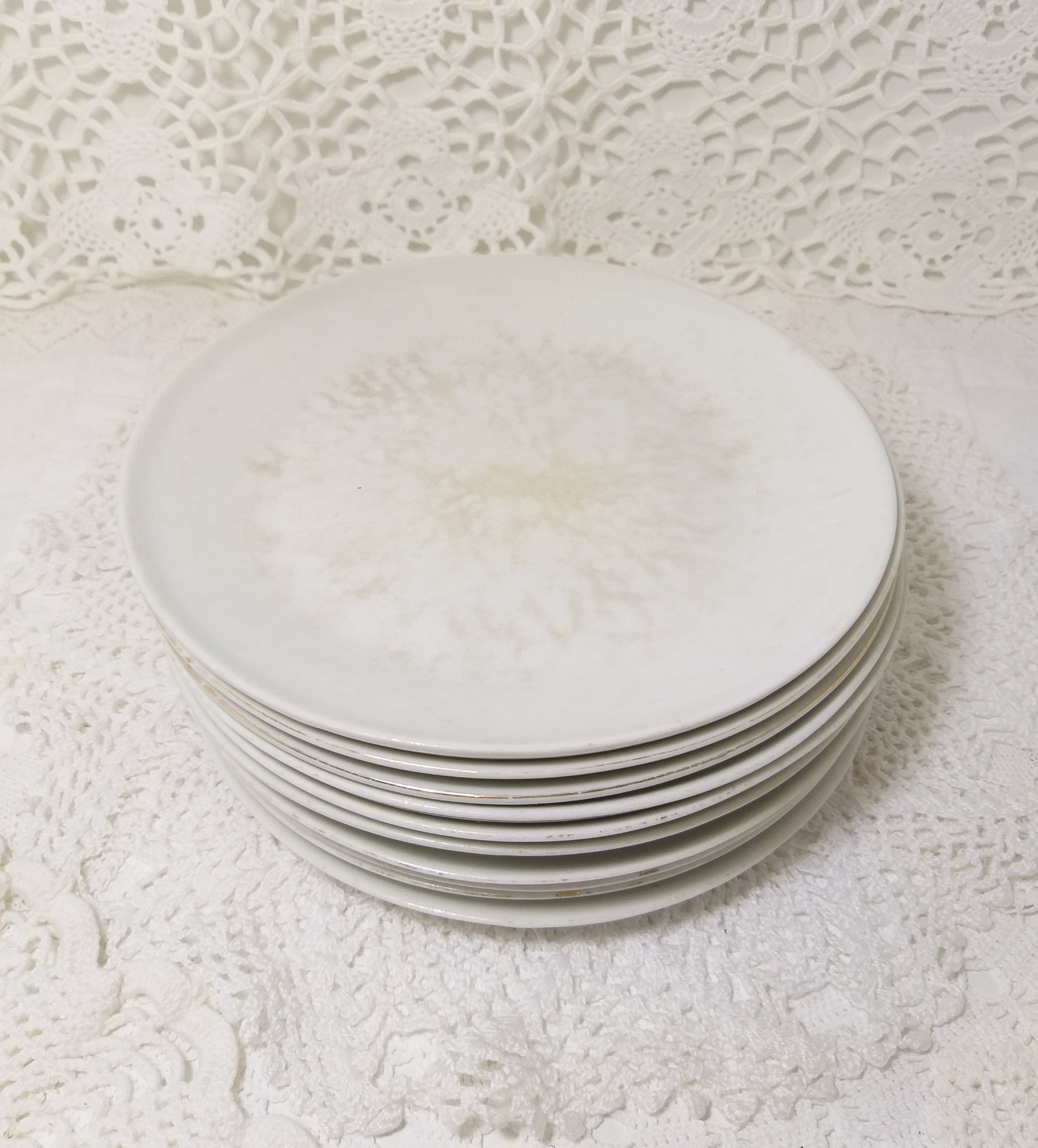 Vintage Set Of 10 South African Hugeunot Royale Ceramic Side Plates