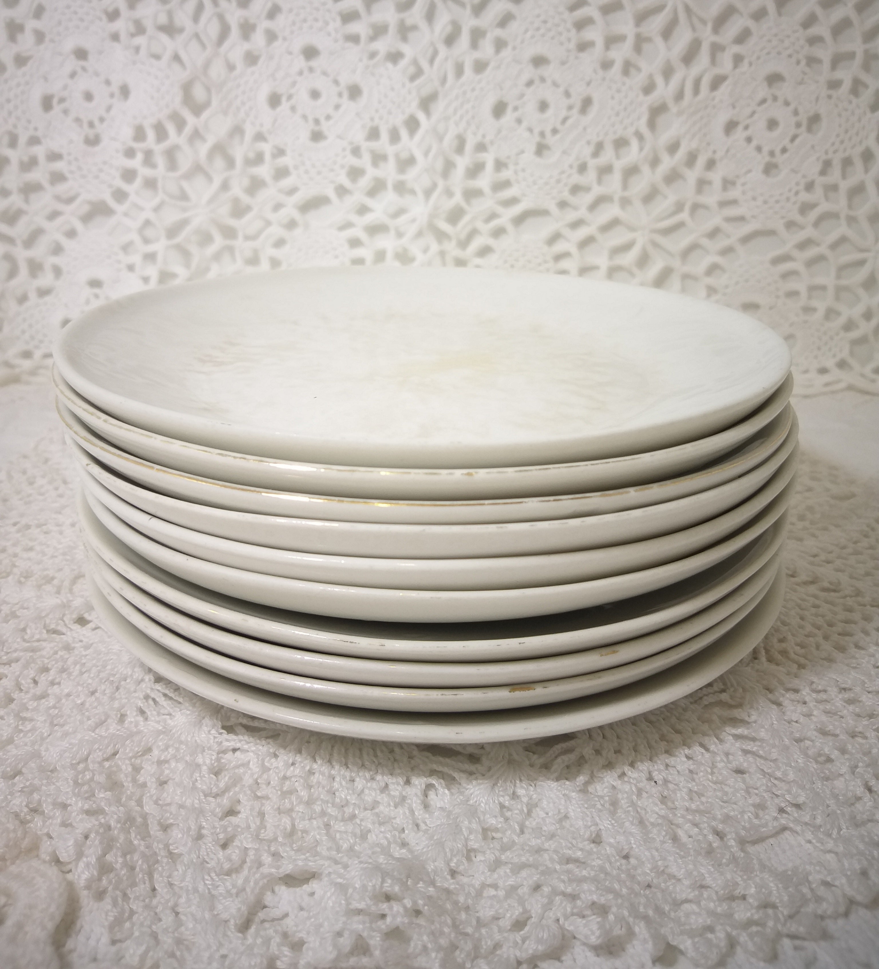 Vintage Set Of 10 South African Hugeunot Royale Ceramic Side Plates