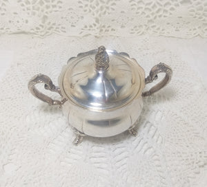 Vintage 1960’s-1970’s Lidded Silver Plated Sugar Bowl With Twin Handles