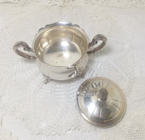 Vintage 1960’s-1970’s Lidded Silver Plated Sugar Bowl With Twin Handles