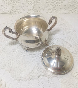 Vintage 1960’s-1970’s Lidded Silver Plated Sugar Bowl With Twin Handles