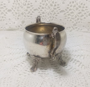 Open Vintage Silver Plated Sugar Bowl With Twin Handles