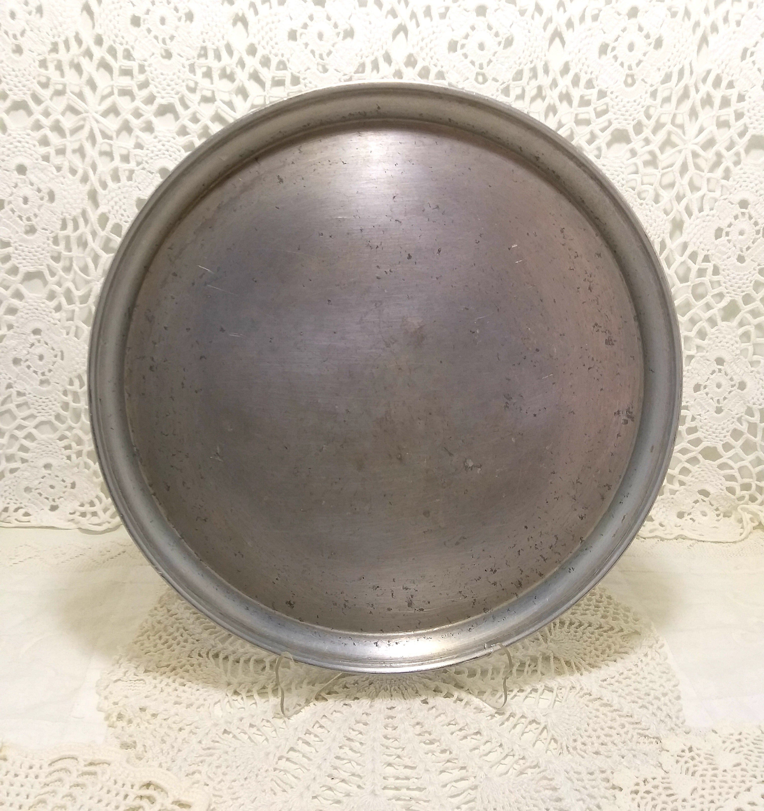Round Vintage Aluminium Drinks Tray With Rolled Rim
