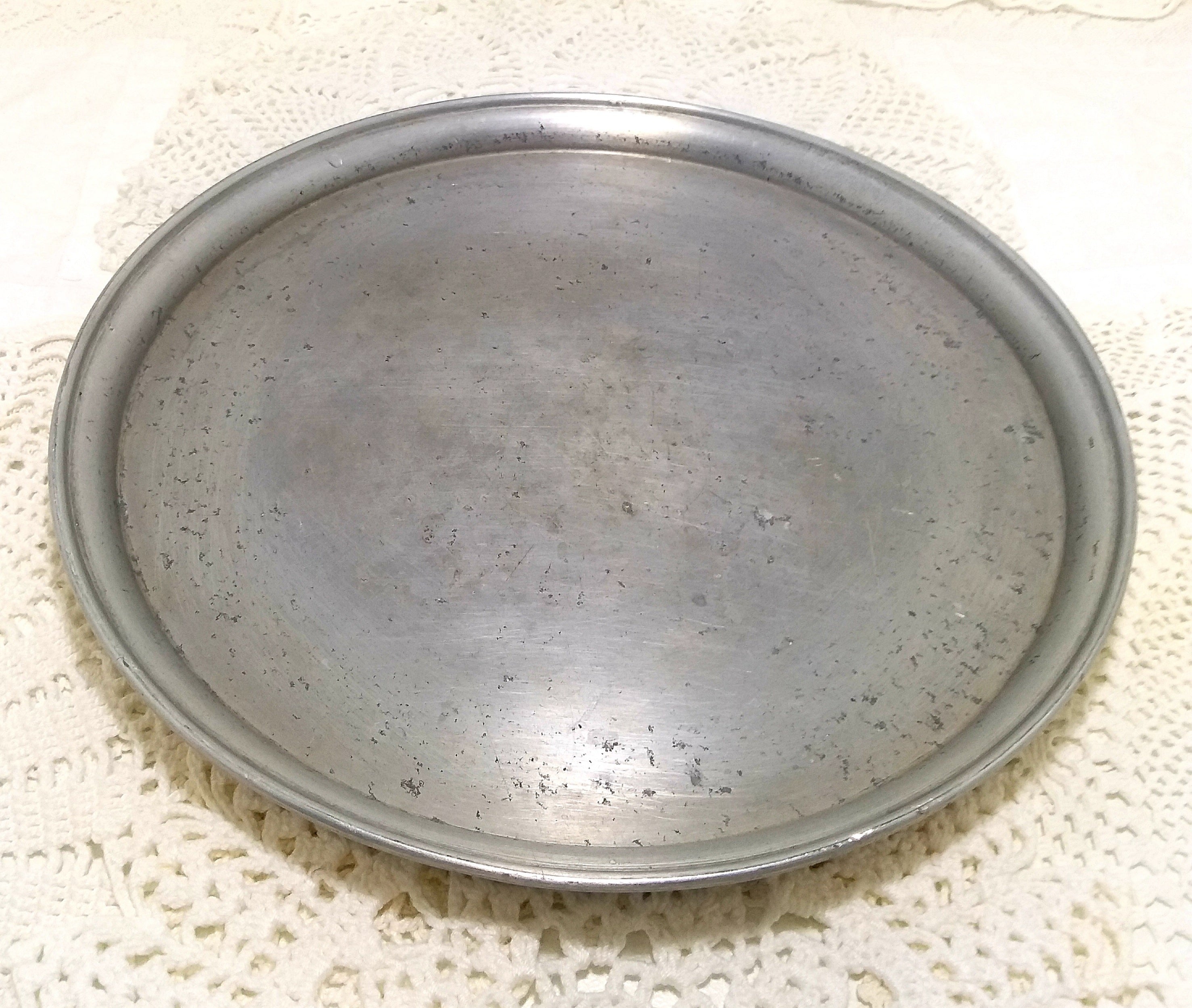 Round Vintage Aluminium Drinks Tray With Rolled Rim