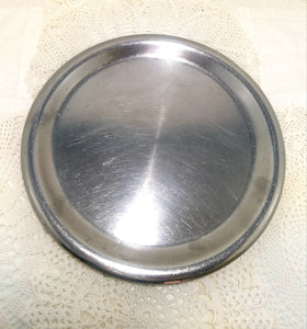 Round Vintage Stainless Steel Drinks Tray With Folded Rim