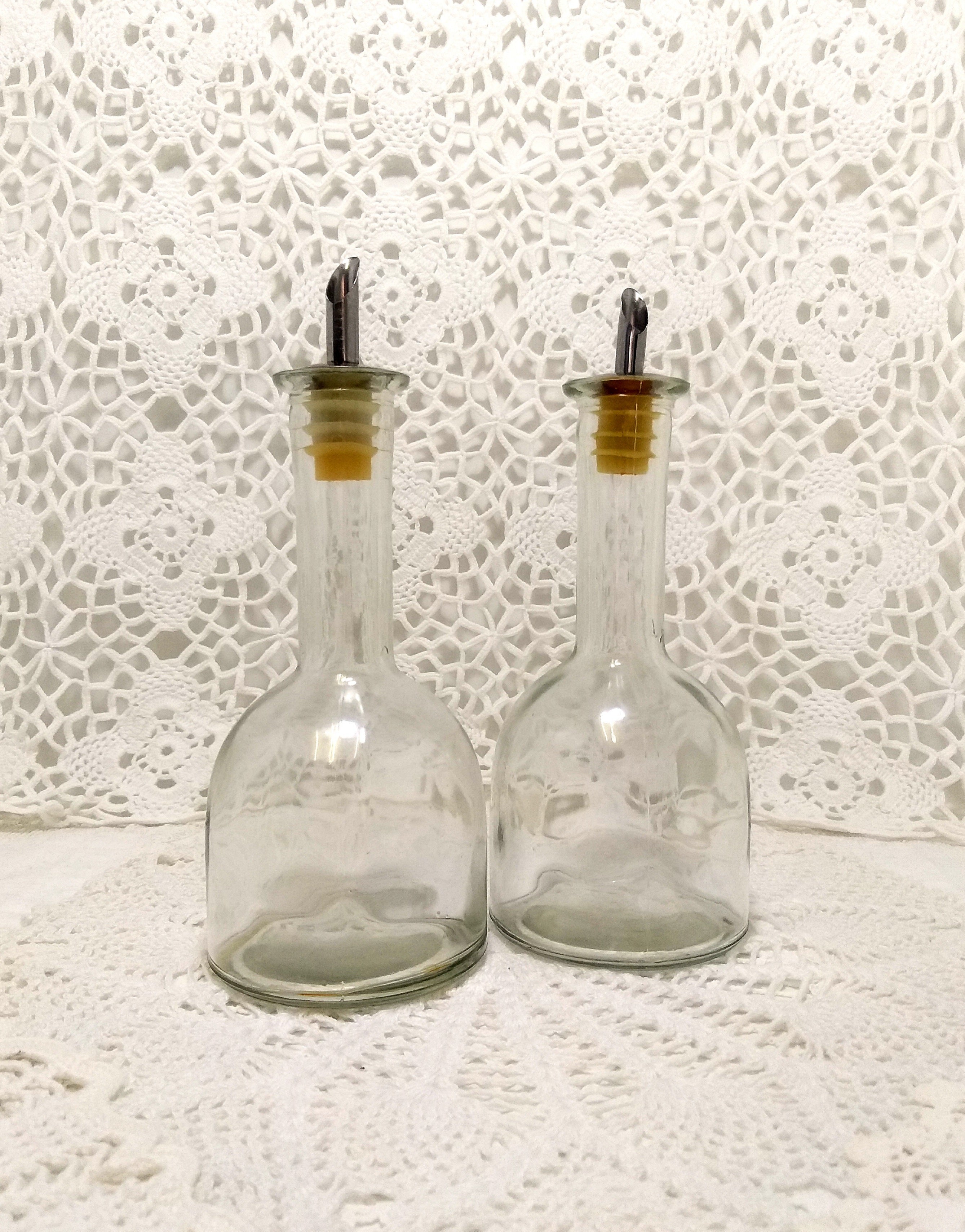 Pair Of Round Glass Vinegar And Oil Dispensers