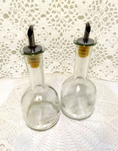 Pair Of Round Glass Vinegar And Oil Dispensers