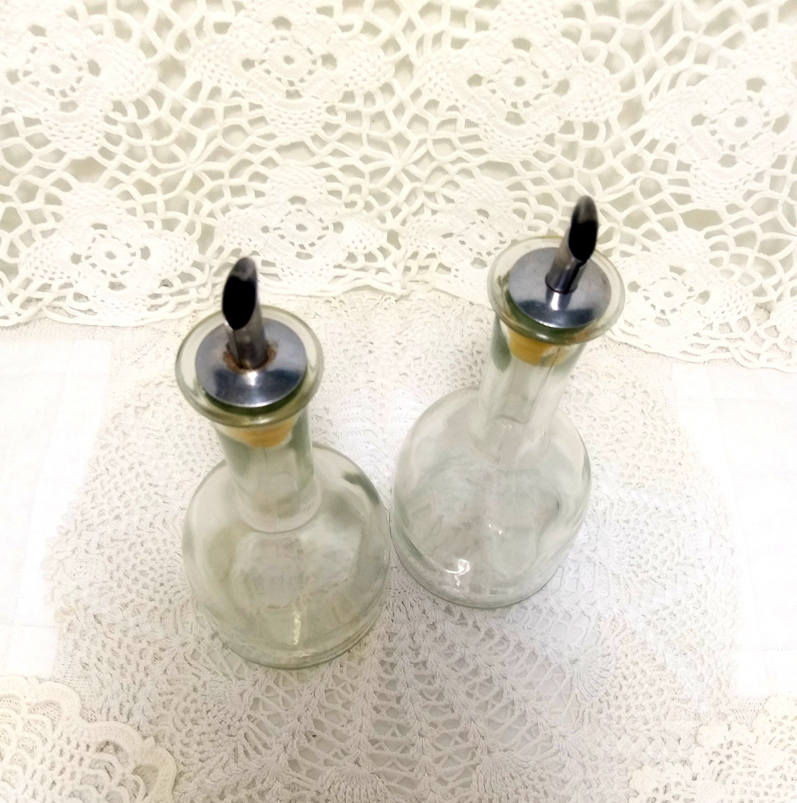 Pair Of Round Glass Vinegar And Oil Dispensers