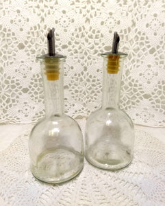 Pair Of Round Glass Vinegar And Oil Dispensers