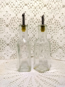 Pair Of Square Glass Vinegar And Oil Dispensers