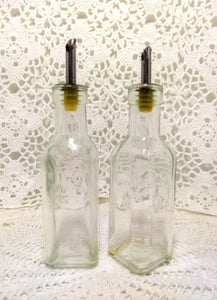 Pair Of Square Glass Vinegar And Oil Dispensers