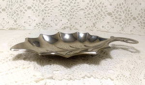 Vintage Hugo Silver Plated Dish – Leaf Design On Ball Feet