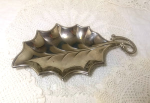 Vintage Hugo Silver Plated Dish – Leaf Design On Ball Feet