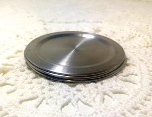 Vintage Set Of 4 Stainless Steel Coasters