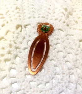 Vintage Copper Clip Bookmark With Enamelled Crest