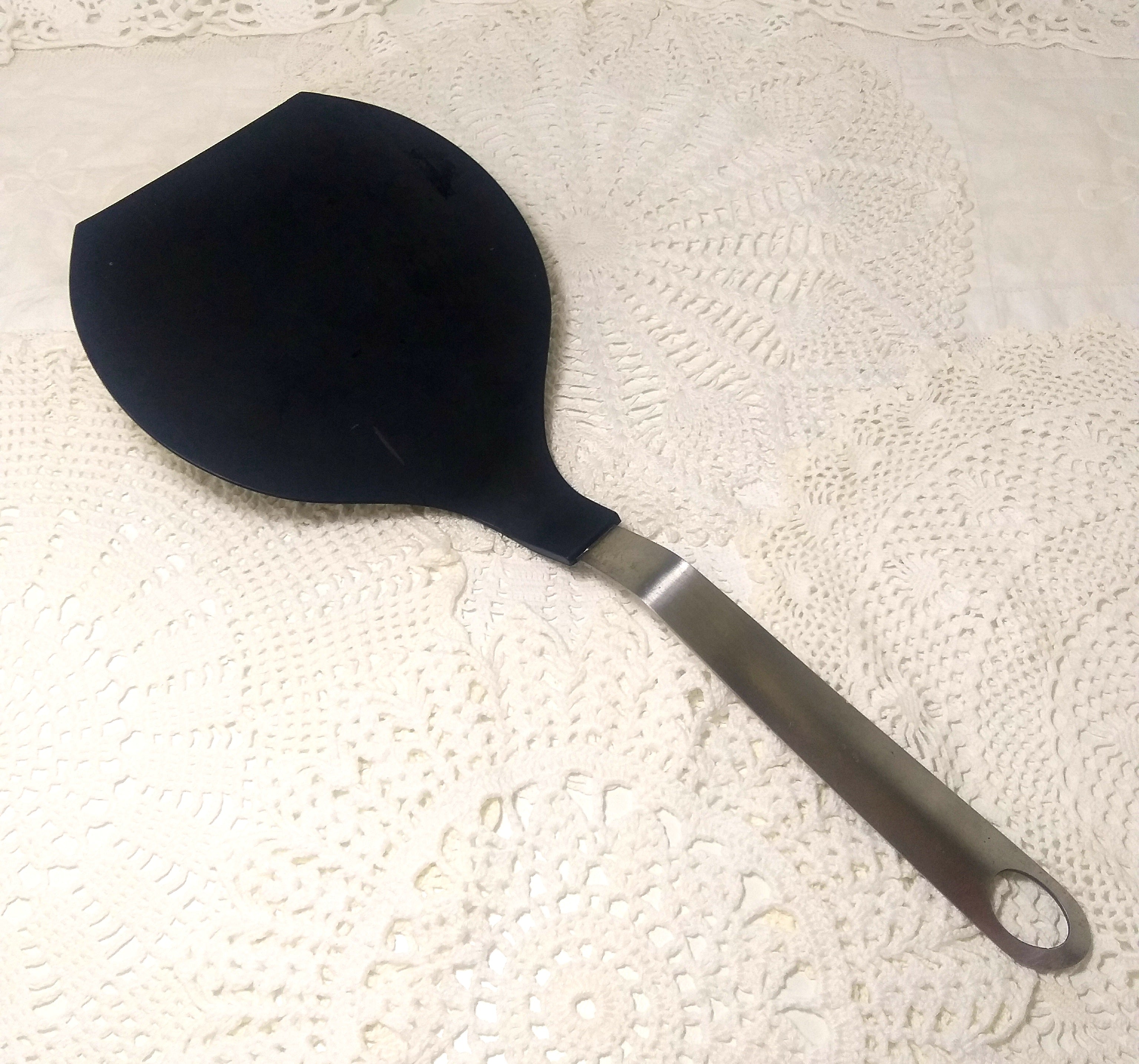 Very Large Stainless Steel & Black Nylon Spatula