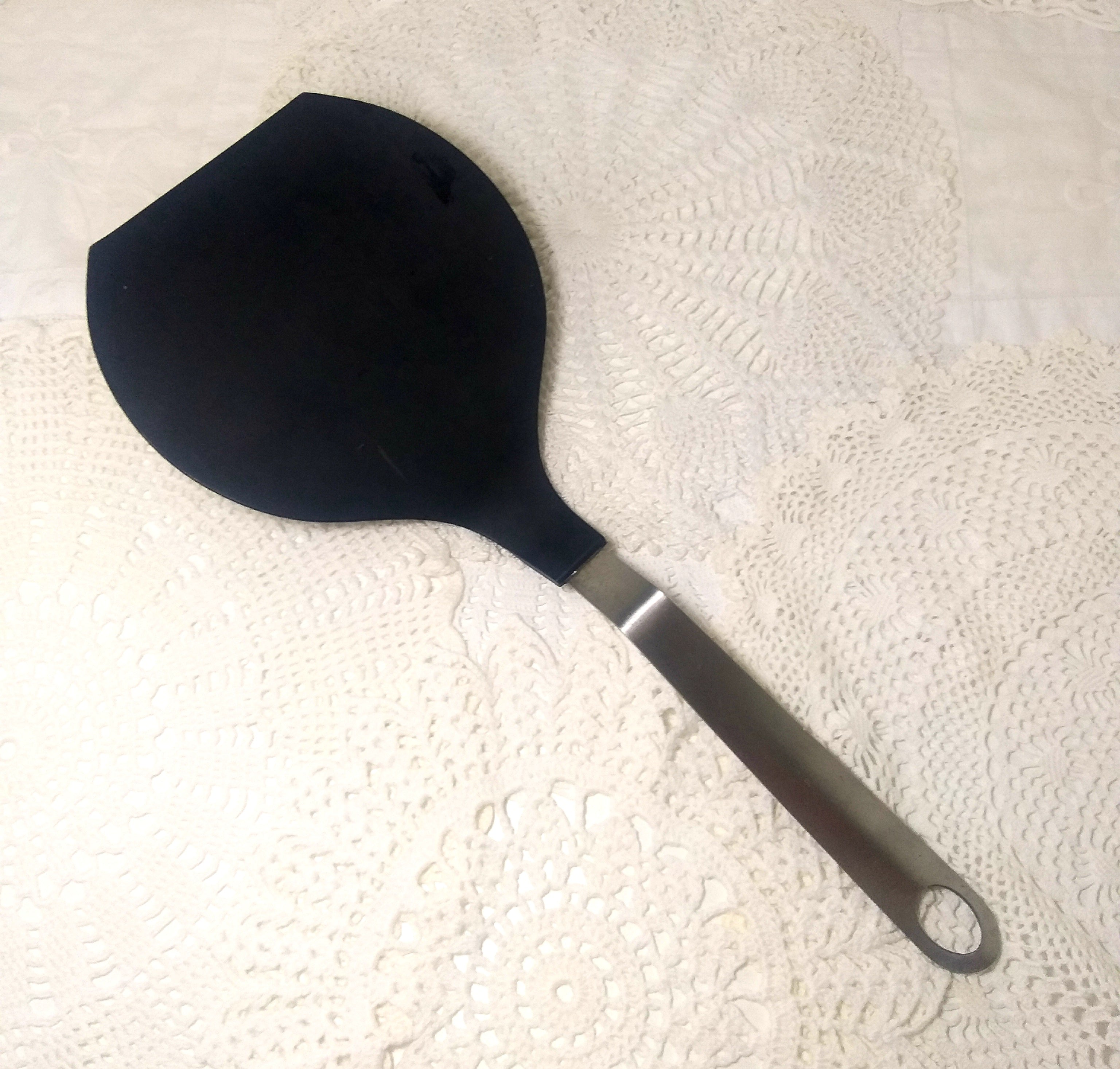 Very Large Stainless Steel & Black Nylon Spatula