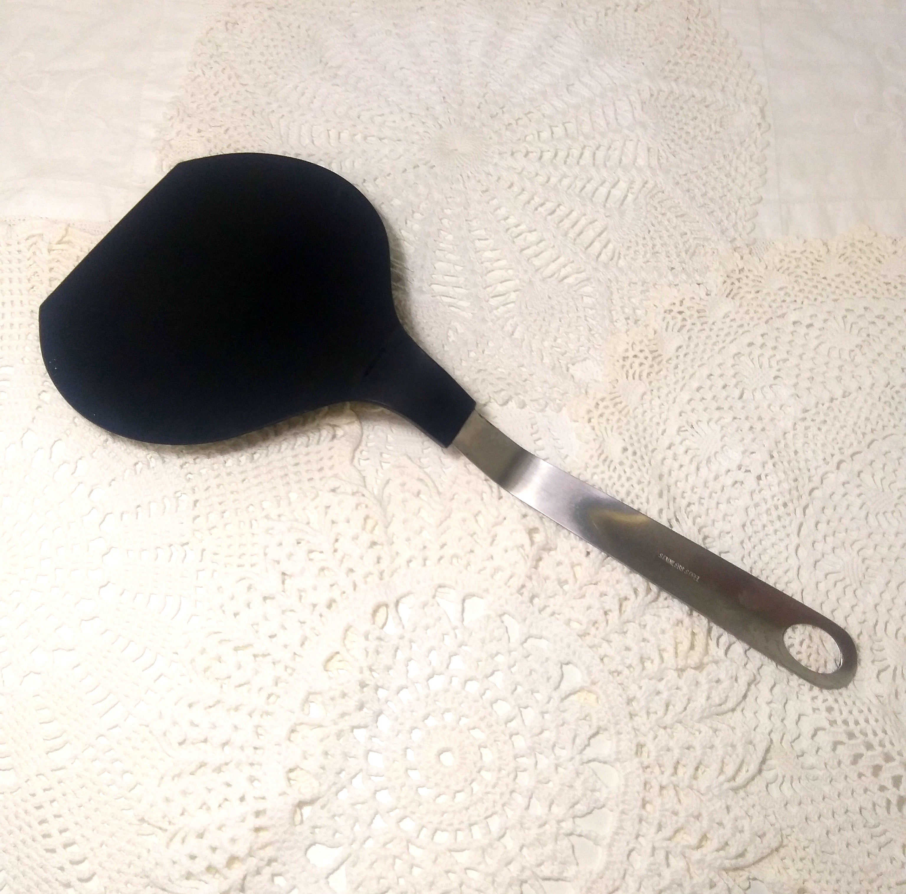 Very Large Stainless Steel & Black Nylon Spatula