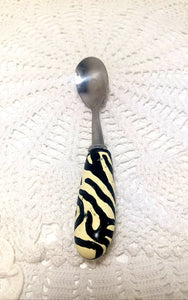Stainless Steel Condiment Spoon With Zebra Patterned Handle