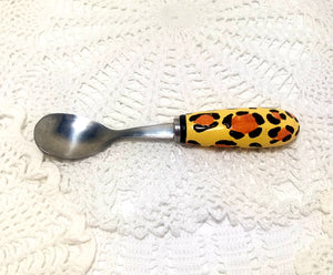 Stainless Steel Condiment Spoon With Leopard Patterned Handle