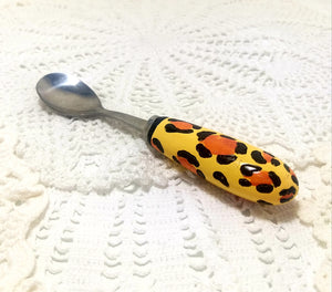 Stainless Steel Condiment Spoon With Leopard Patterned Handle