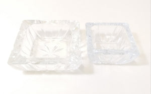 Vintage Set Of Two Graduating Square Shaped Cut Lead Crystal Ashtrays