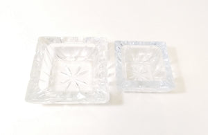 Vintage Set Of Two Graduating Square Shaped Cut Lead Crystal Ashtrays