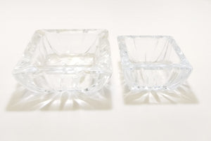 Vintage Set Of Two Graduating Square Shaped Cut Lead Crystal Ashtrays