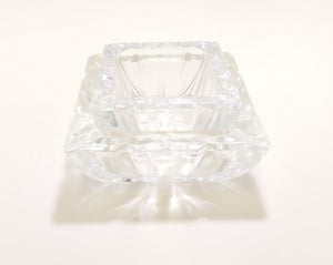 Vintage Set Of Two Graduating Square Shaped Cut Lead Crystal Ashtrays