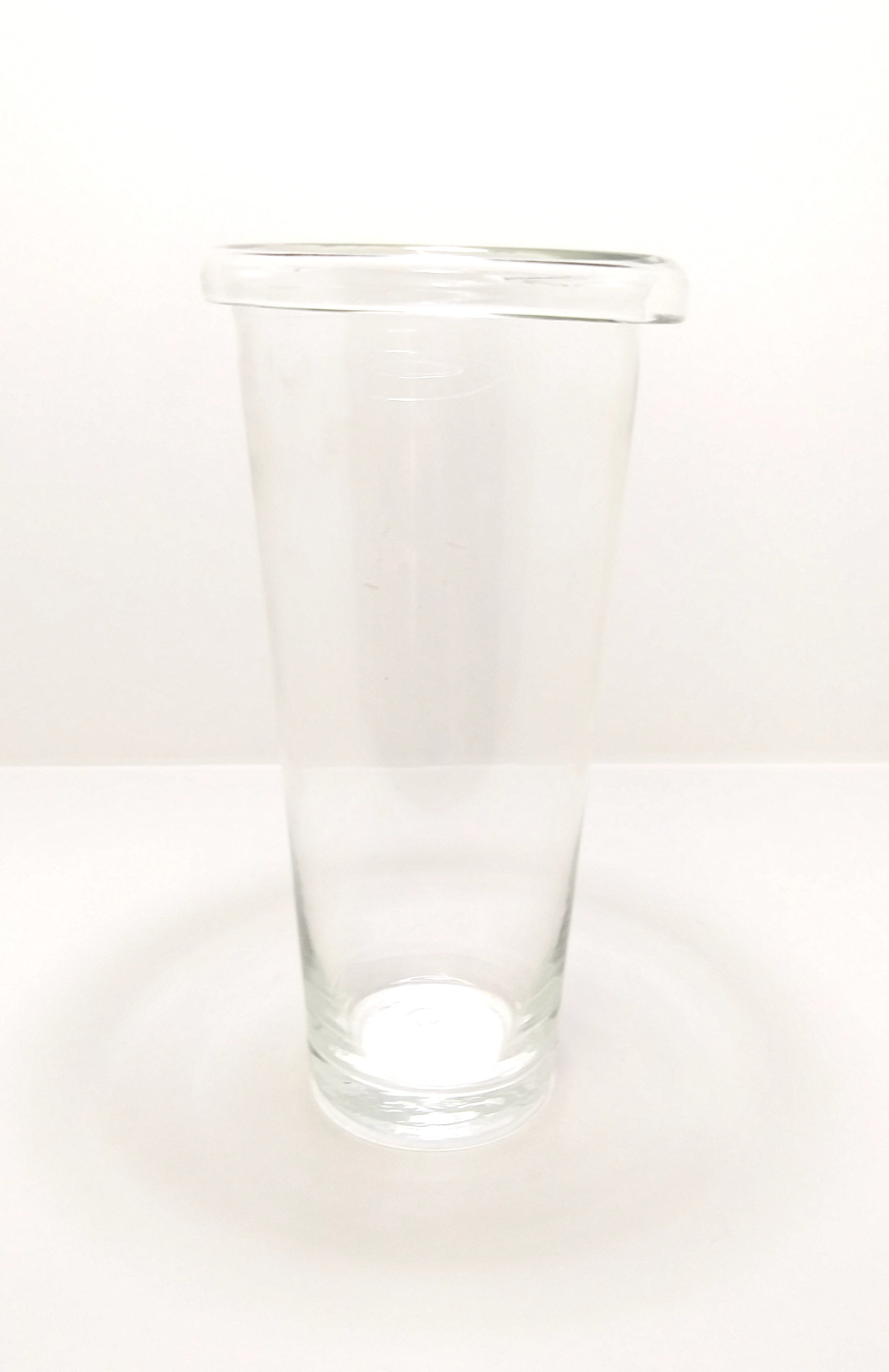 Decorative Tall Clear Glass Flower Vase With Folded Rim