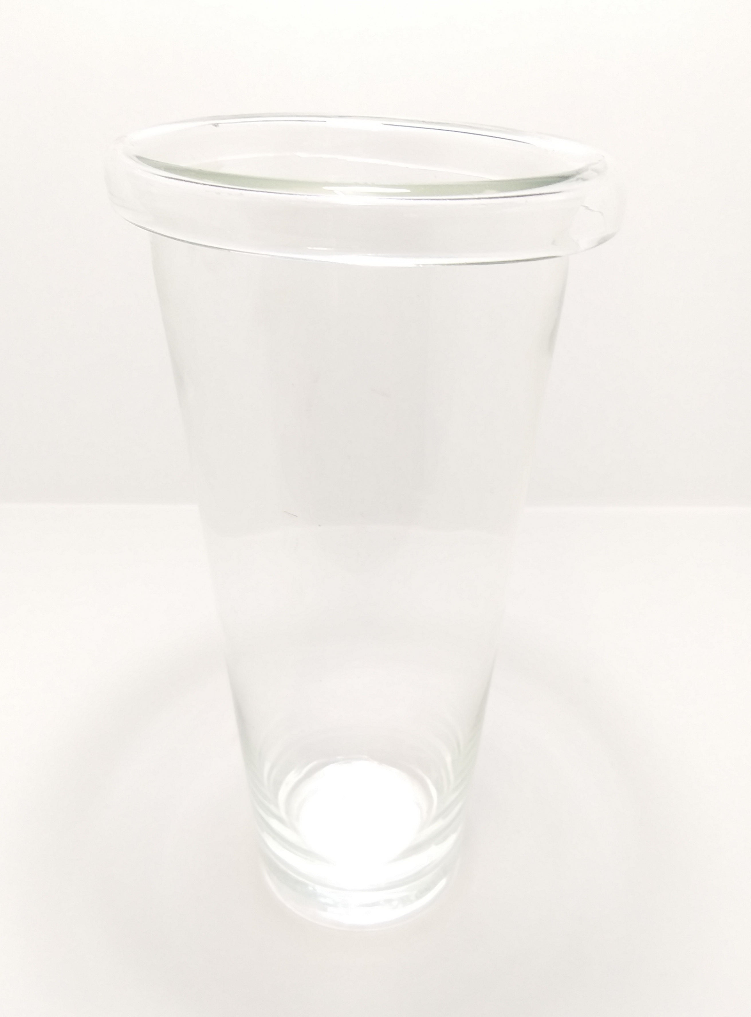 Decorative Tall Clear Glass Flower Vase With Folded Rim