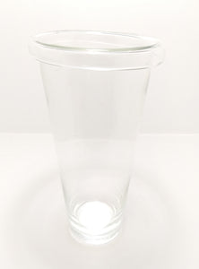 Decorative Tall Clear Glass Flower Vase With Folded Rim