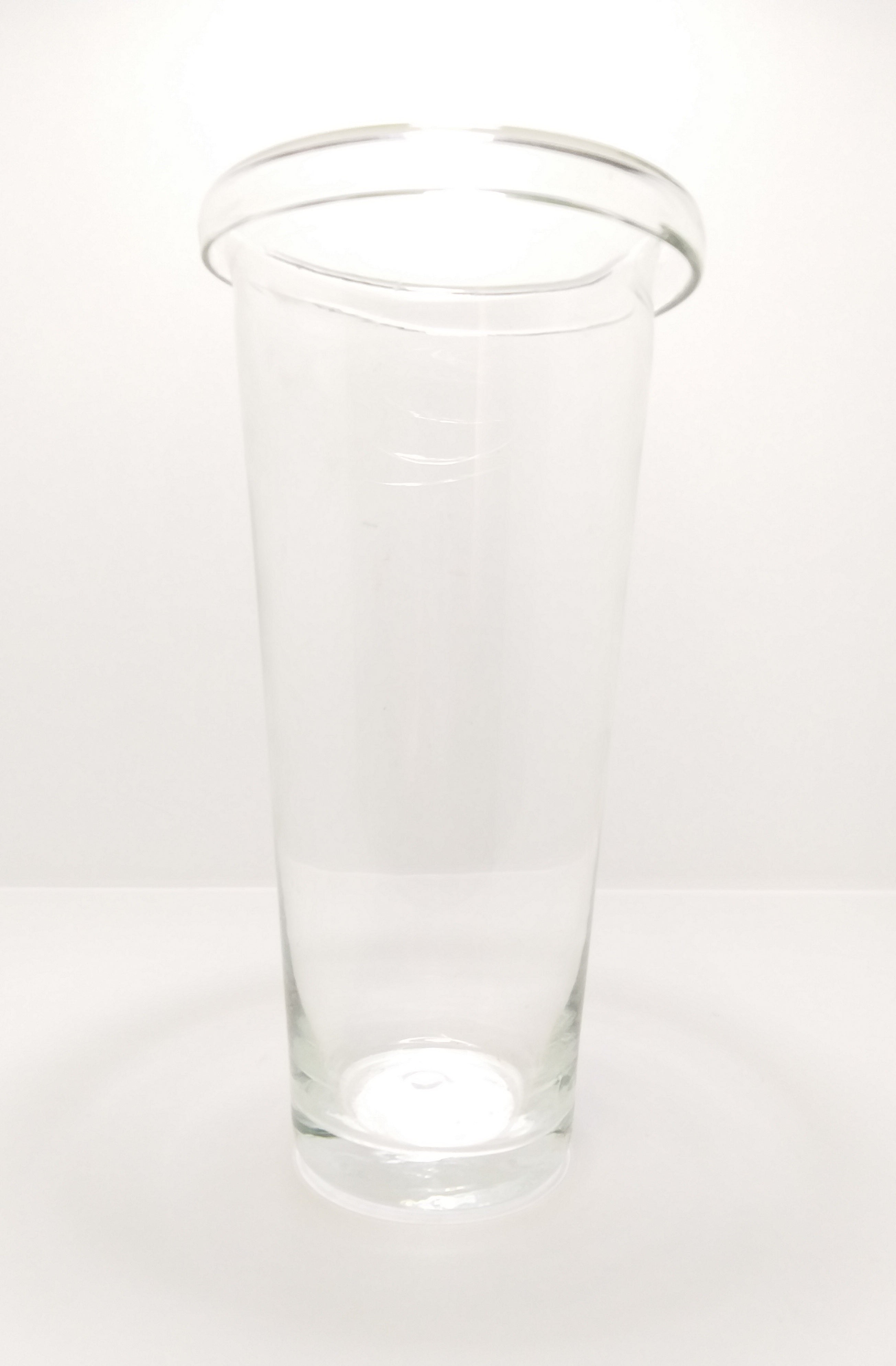 Decorative Tall Clear Glass Flower Vase With Folded Rim