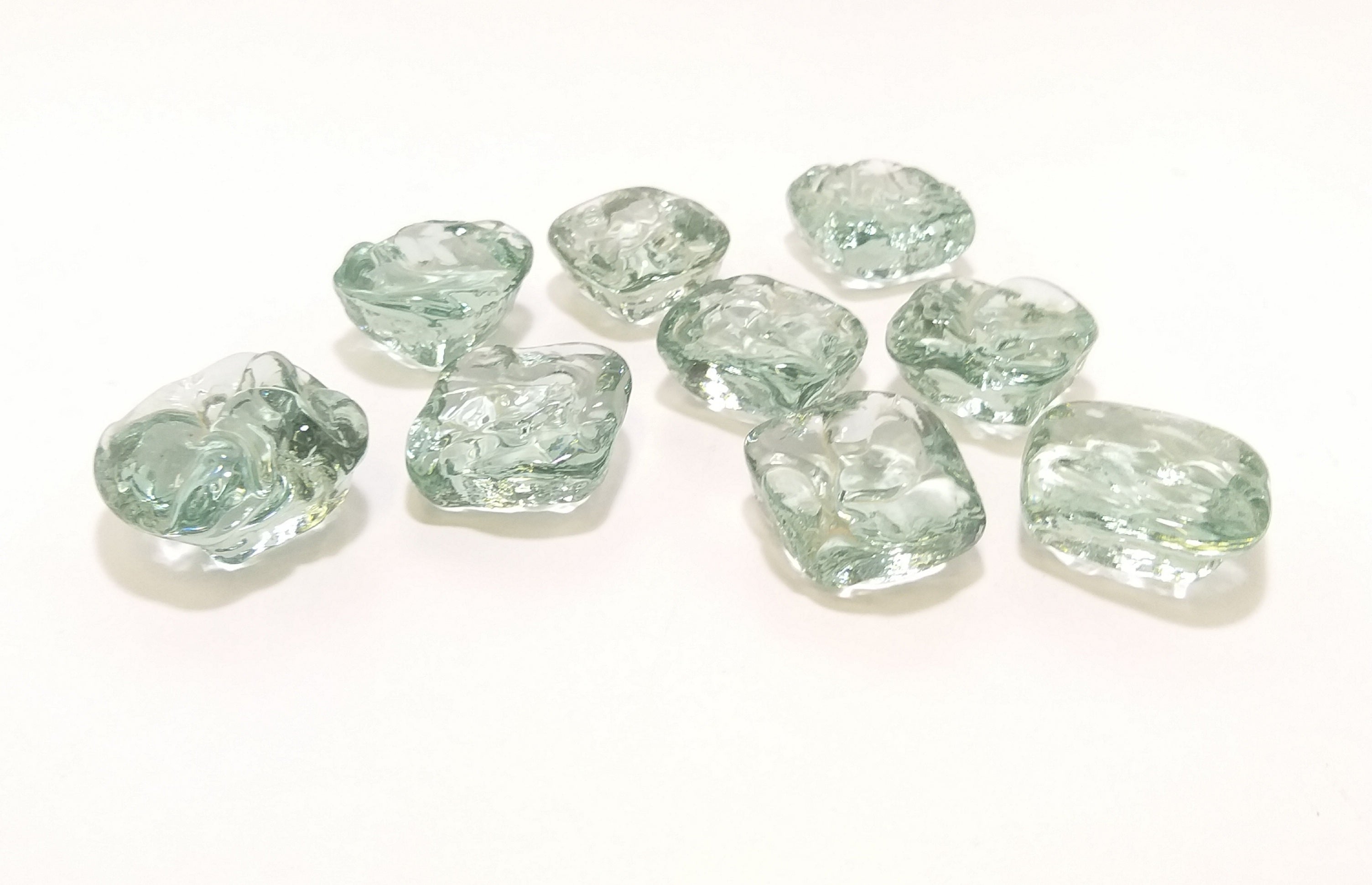 Set Of 9 Light Aqua Decorative Glass Nuggets