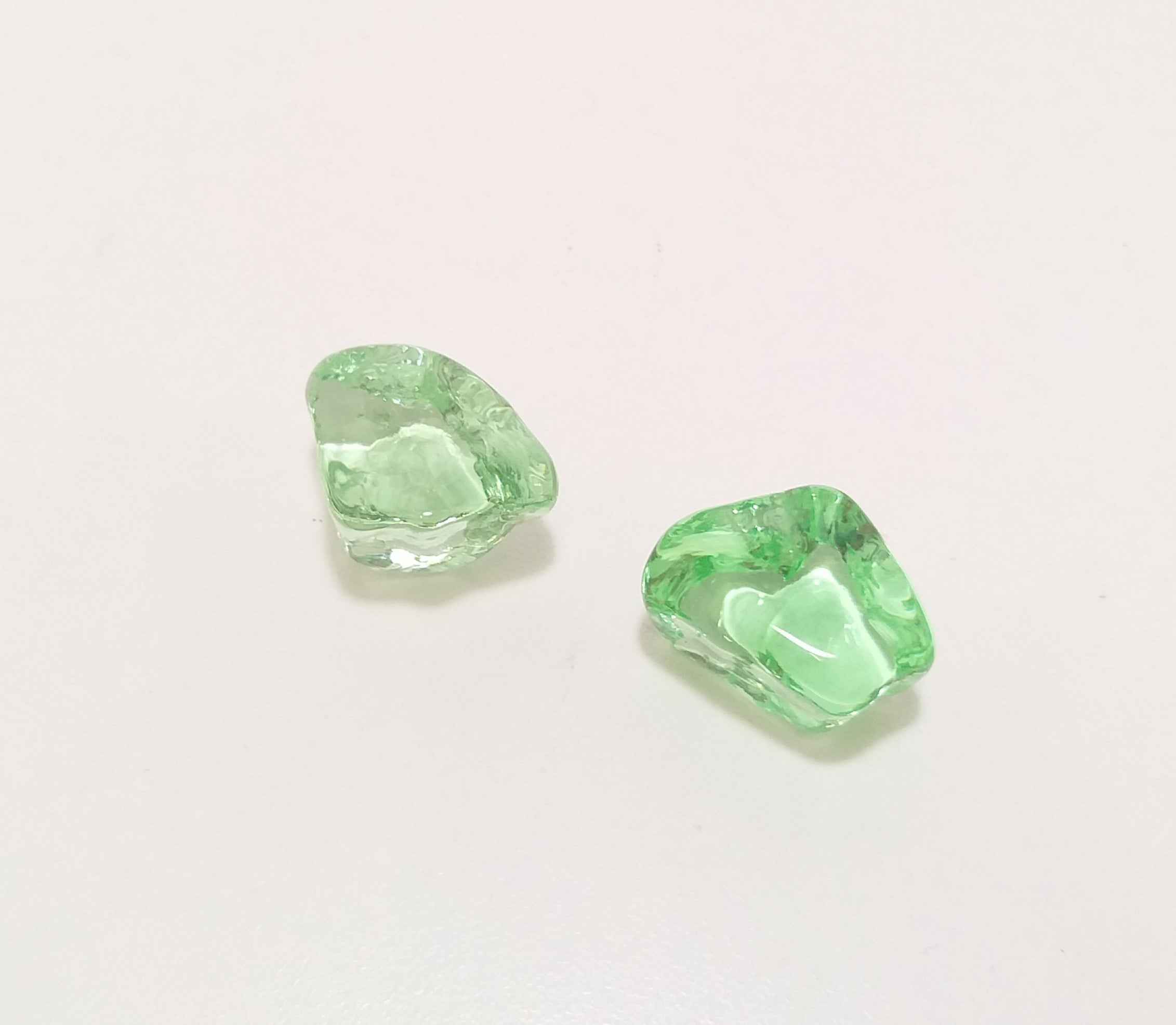 Two Green Decorative Glass Nuggets