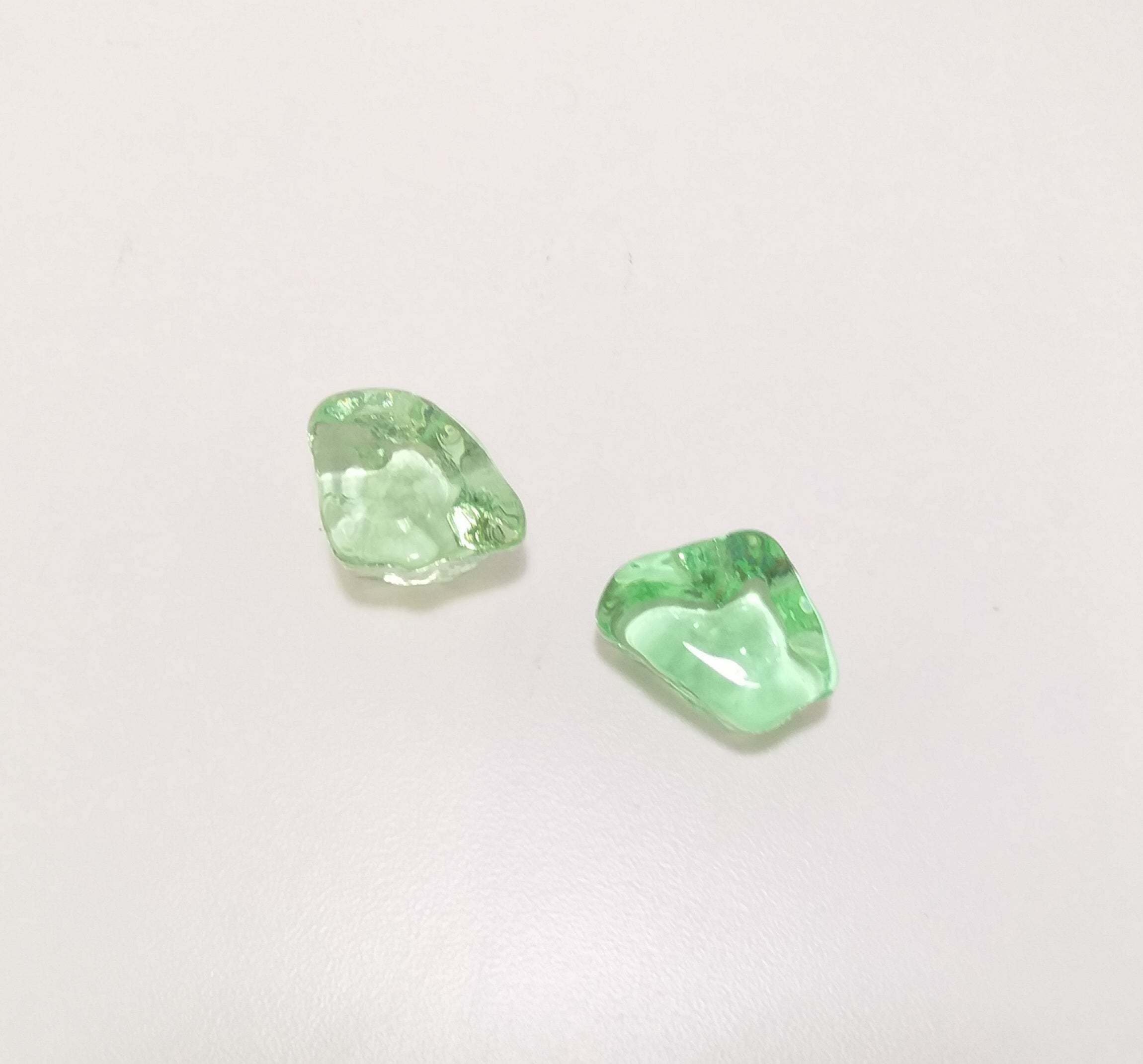 Two Green Decorative Glass Nuggets