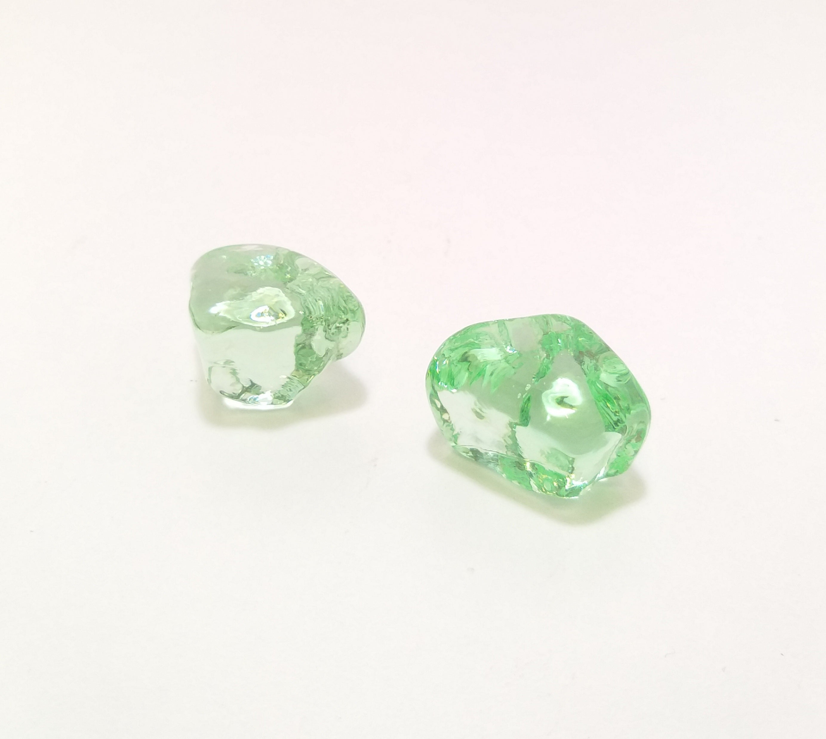 Two Green Decorative Glass Nuggets
