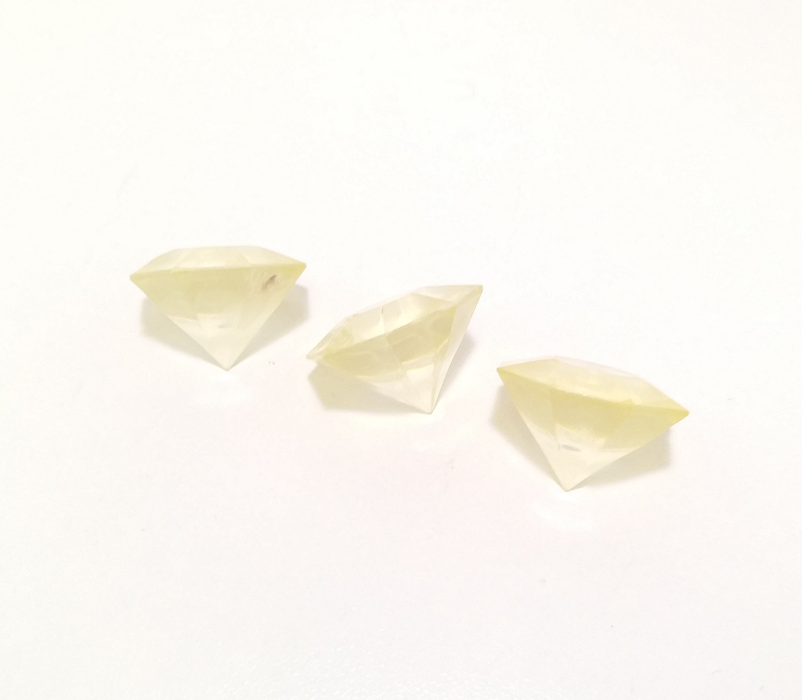 Three Hard Acrylic Facet Cut Faux Diamonds