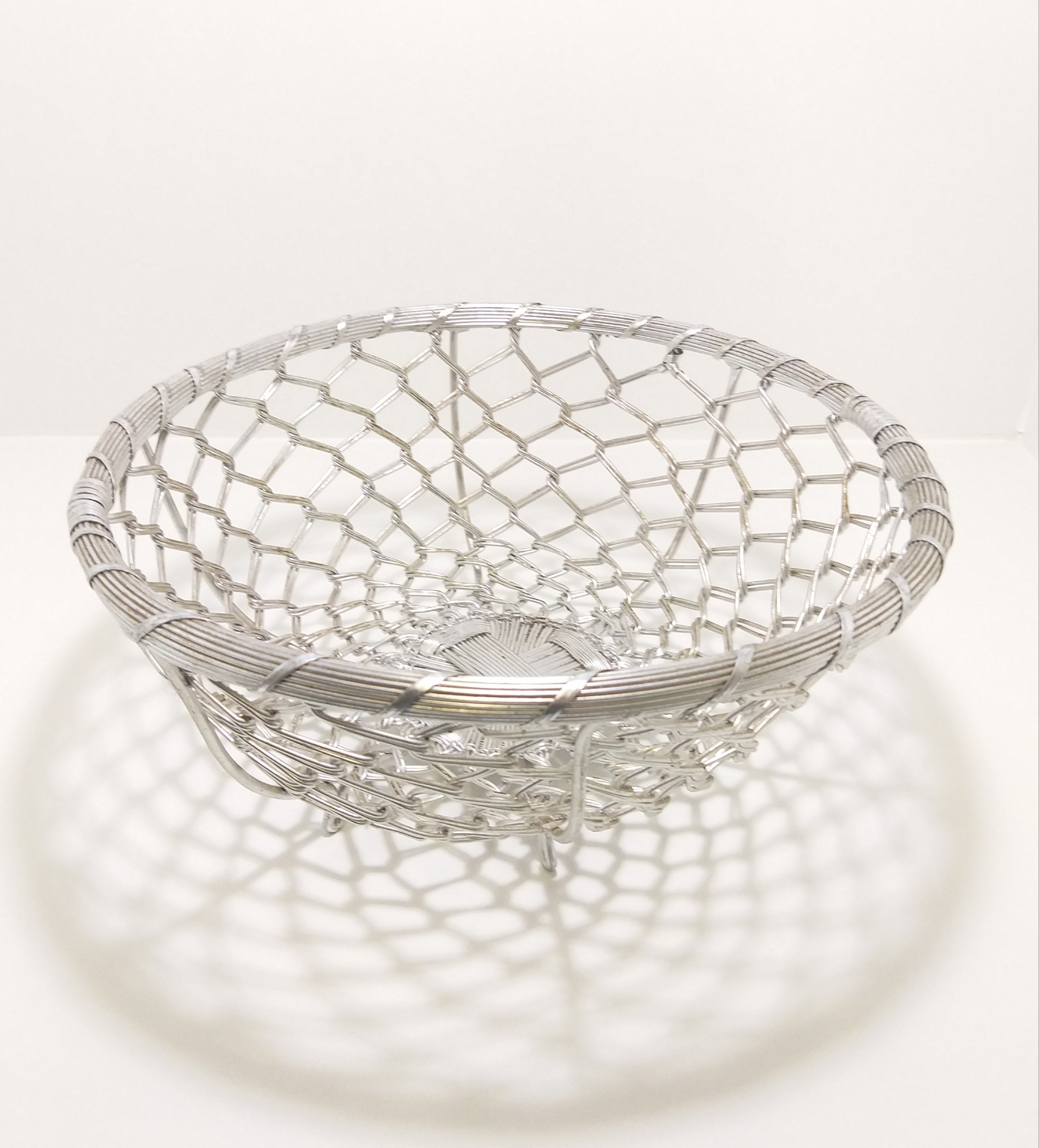 Large Handmade Metal Wire Fruit Display Basket With Feet