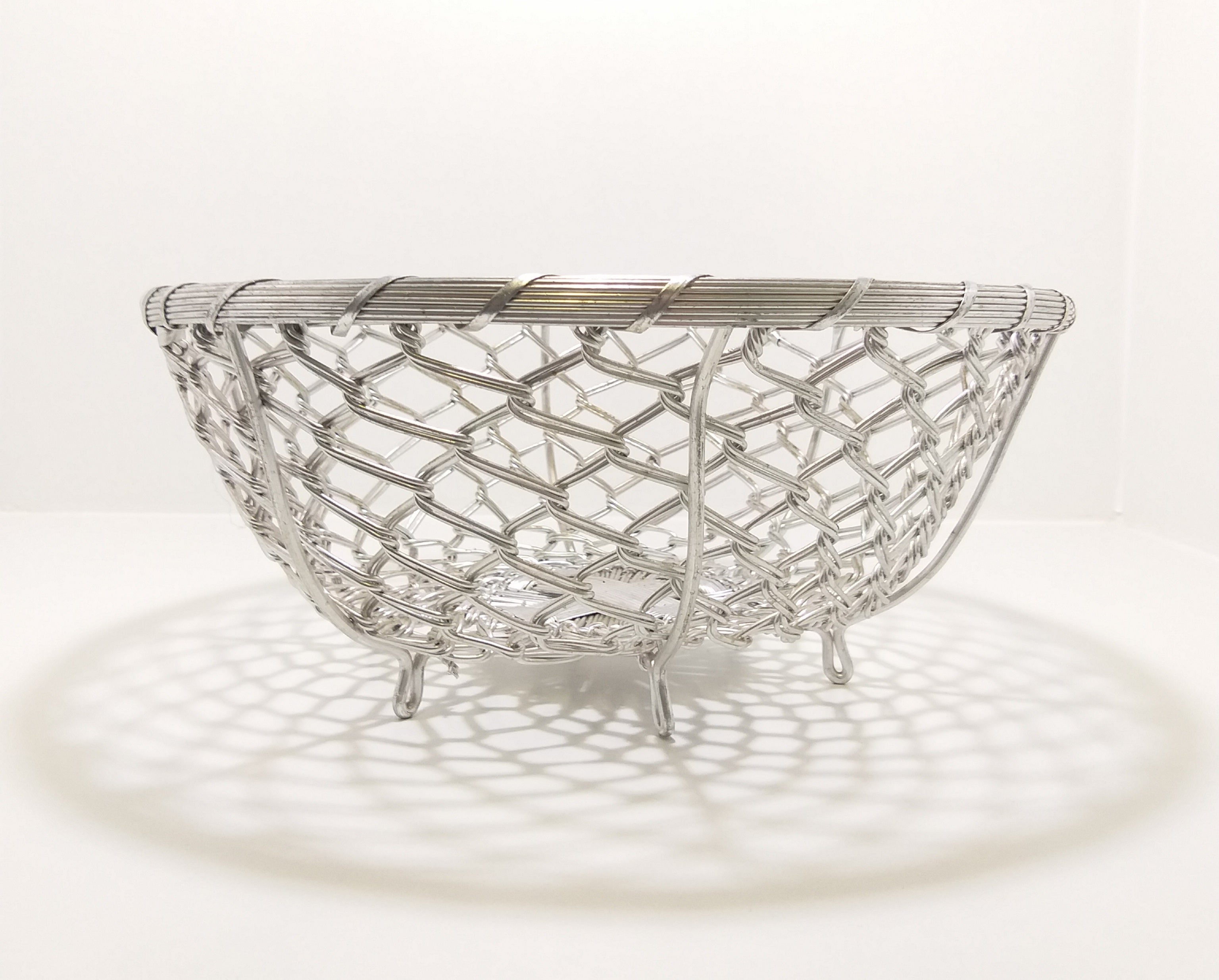 Large Handmade Metal Wire Fruit Display Basket With Feet