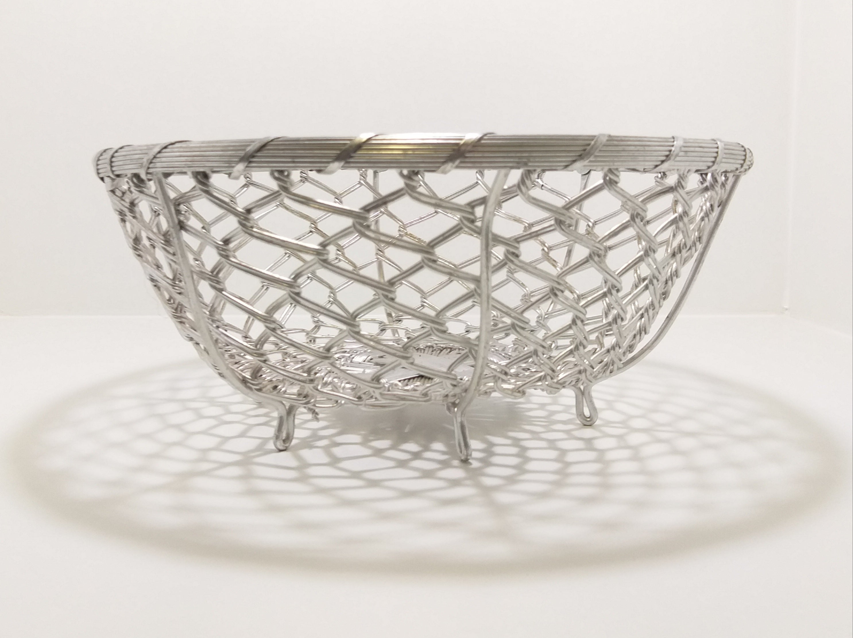 Large Handmade Metal Wire Fruit Display Basket With Feet