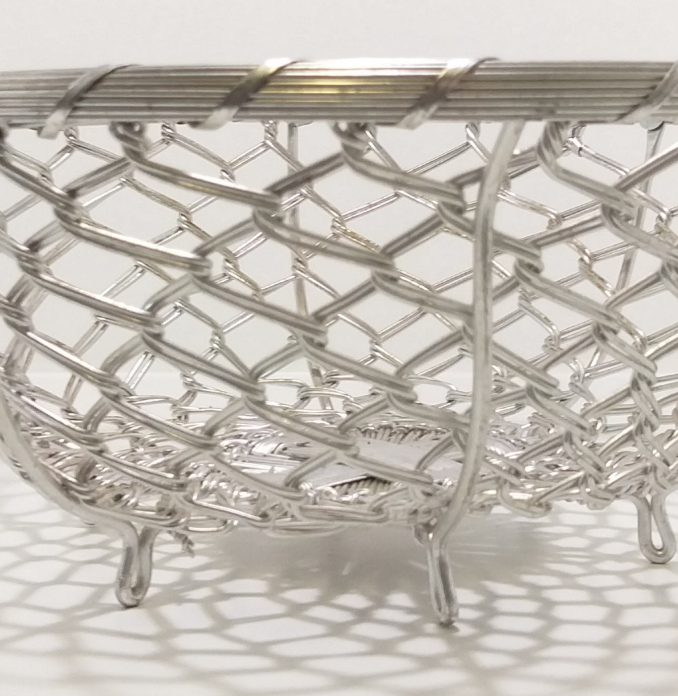 Large Handmade Metal Wire Fruit Display Basket With Feet