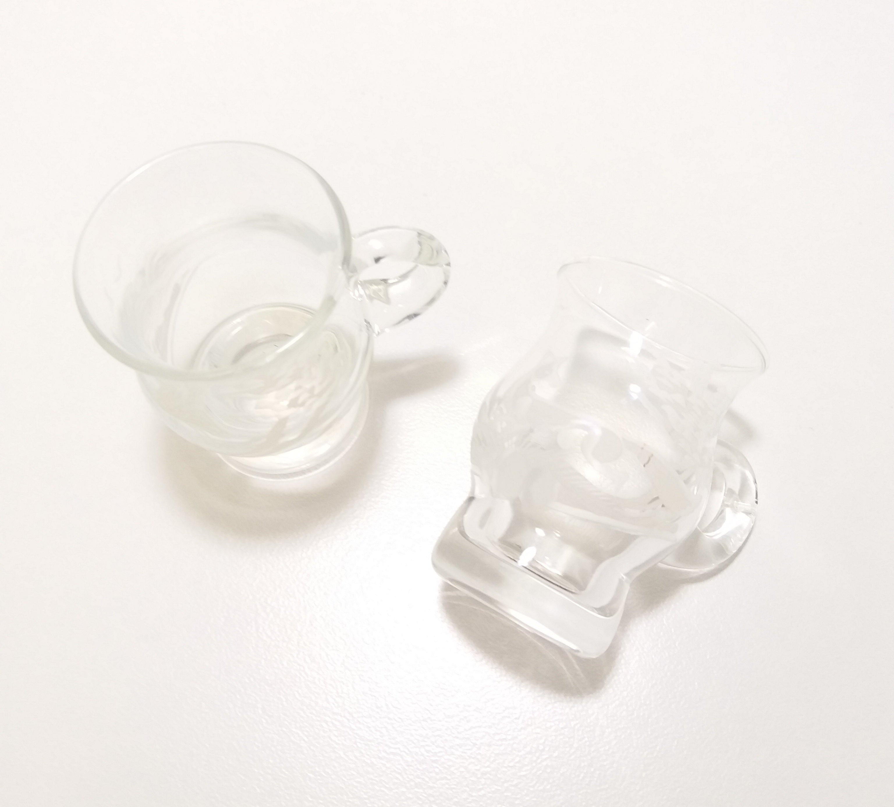 Vintage Pair Of Etched Double Shot Glass Mugs