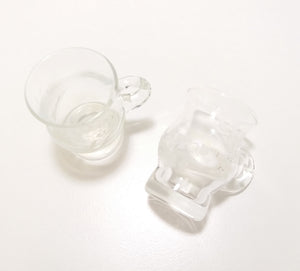Vintage Pair Of Etched Double Shot Glass Mugs