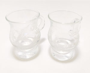 Vintage Pair Of Etched Double Shot Glass Mugs