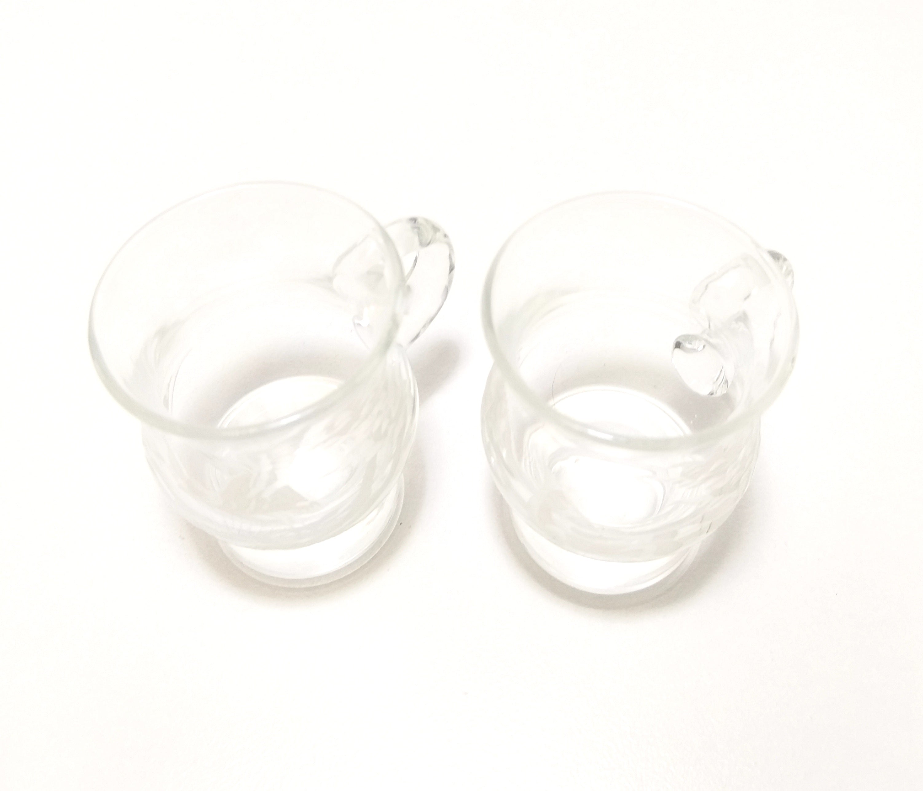 Vintage Pair Of Etched Double Shot Glass Mugs